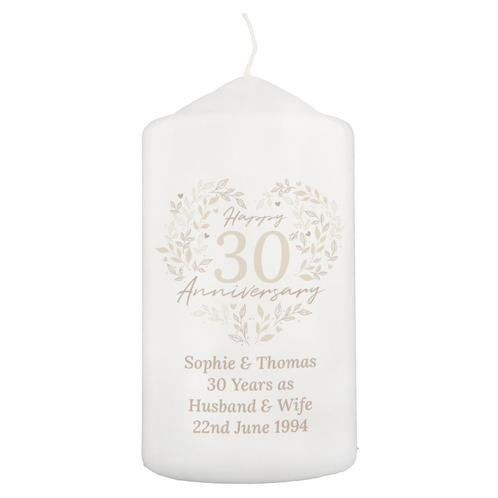 Personalised 30th Pearl Wedding Anniversary Pillar Candle £11.69